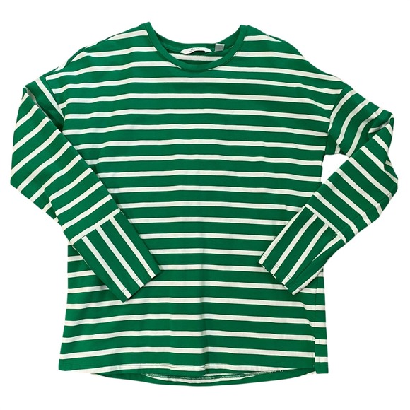 D&Co Active Tops - D&Co‎ Active Green White Stripe Long Sleeve Casual Top Women's XS